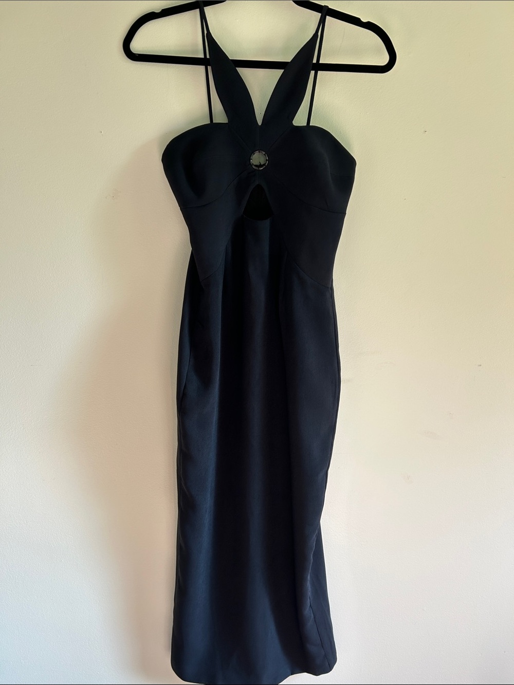 Black Torn by Ronny Kobo Anna 
Midi Dress with Halter Cutout Detail Size Small - Picture 3 of 9